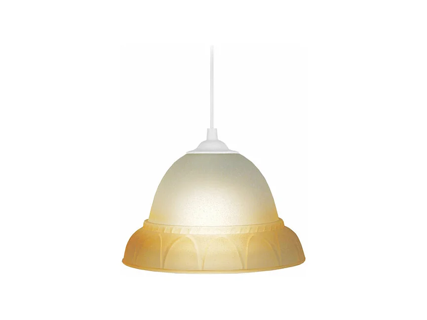 Suspension cloche verre jaune 70 cm.