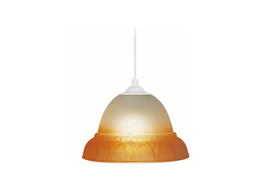 Suspension cloche verre  orange 70 cm.