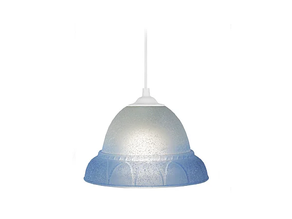 Suspension cloche verre  bleu 70 cm.