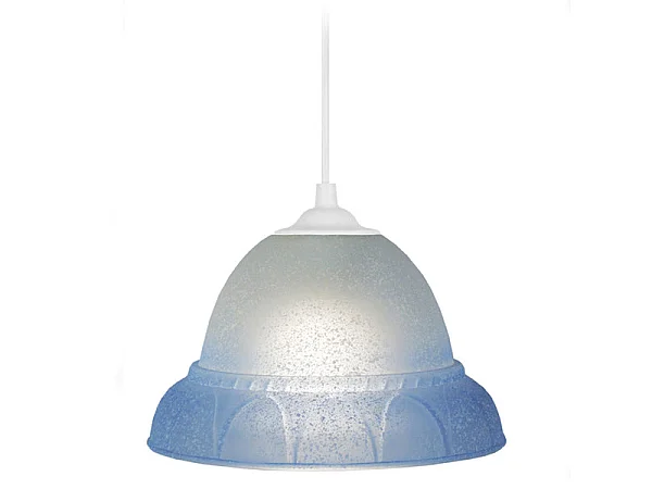 Suspension cloche verre  bleu 70 cm.