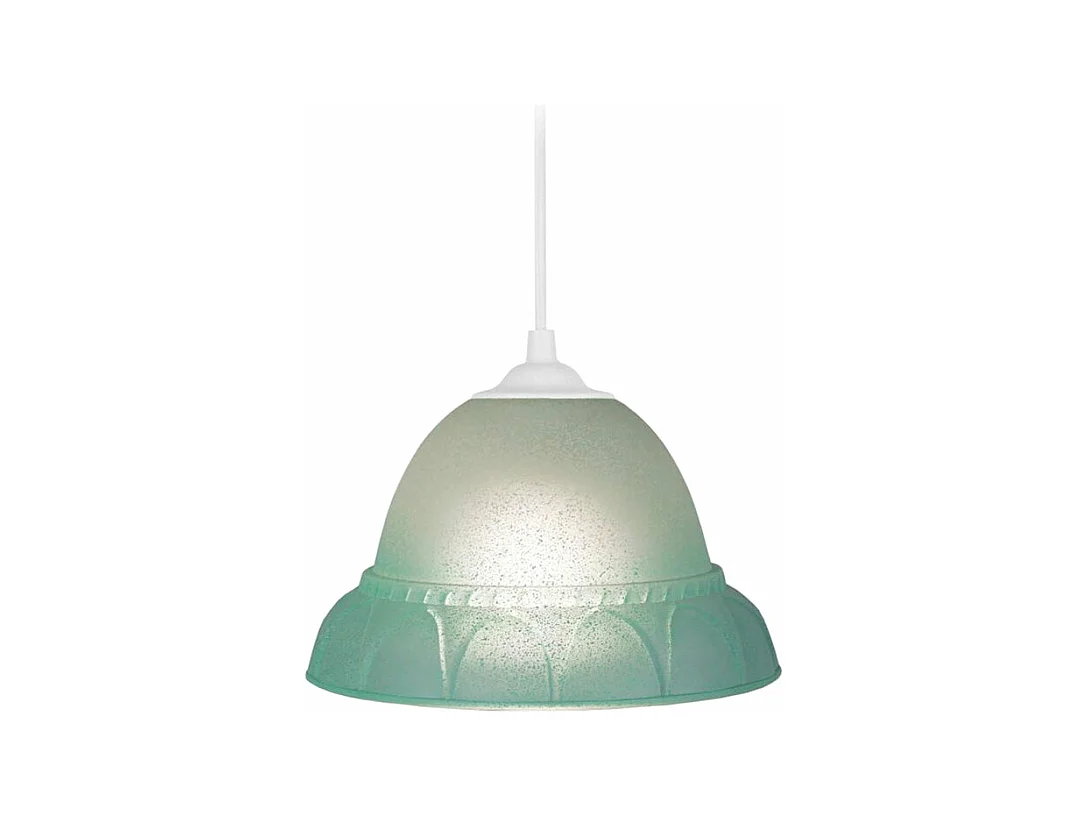 Suspension cloche verre  turquoise 70 cm.