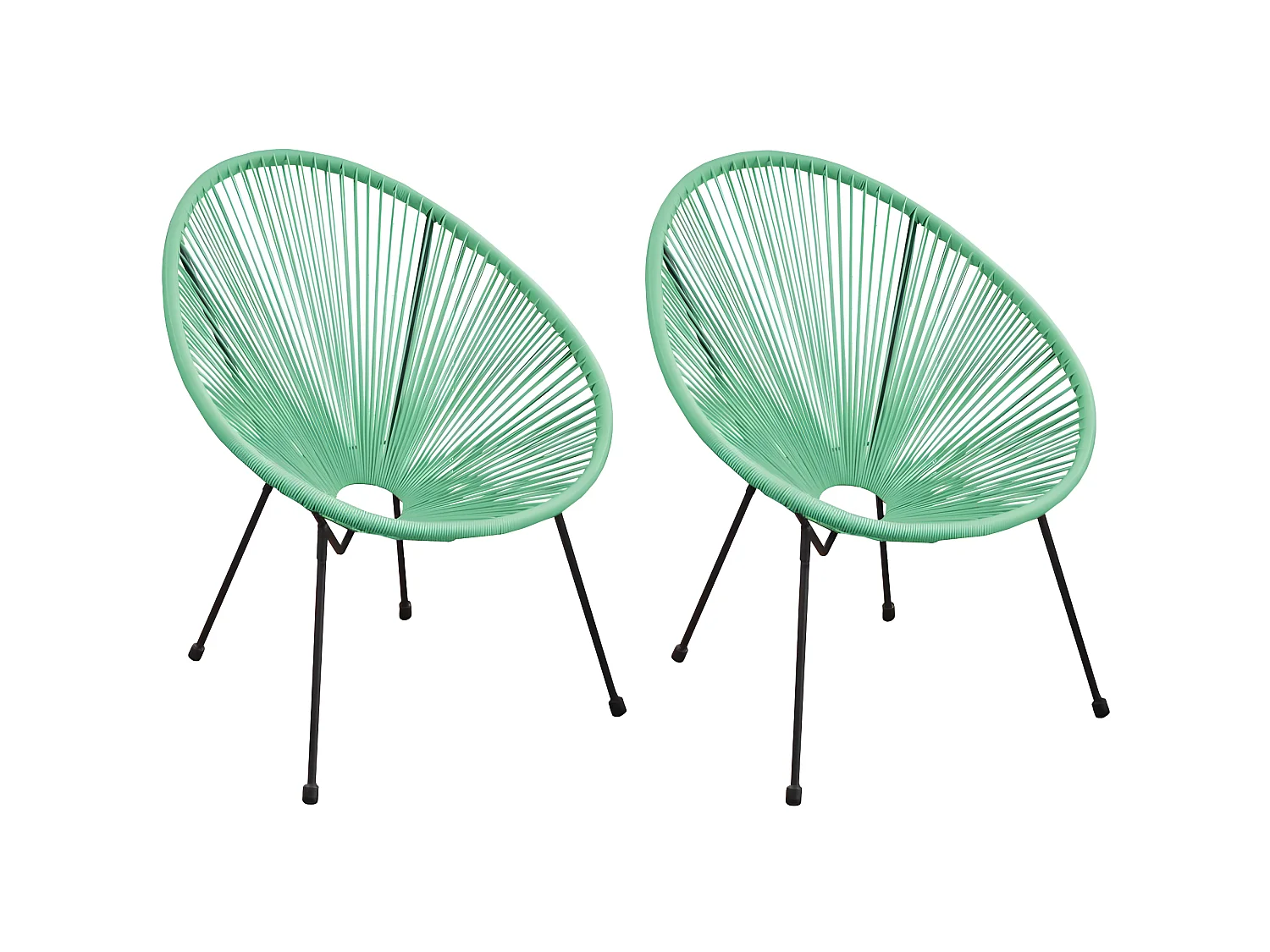 Fauteuil fil de jardin en métal et résine tressée Rio (Lot de 2)