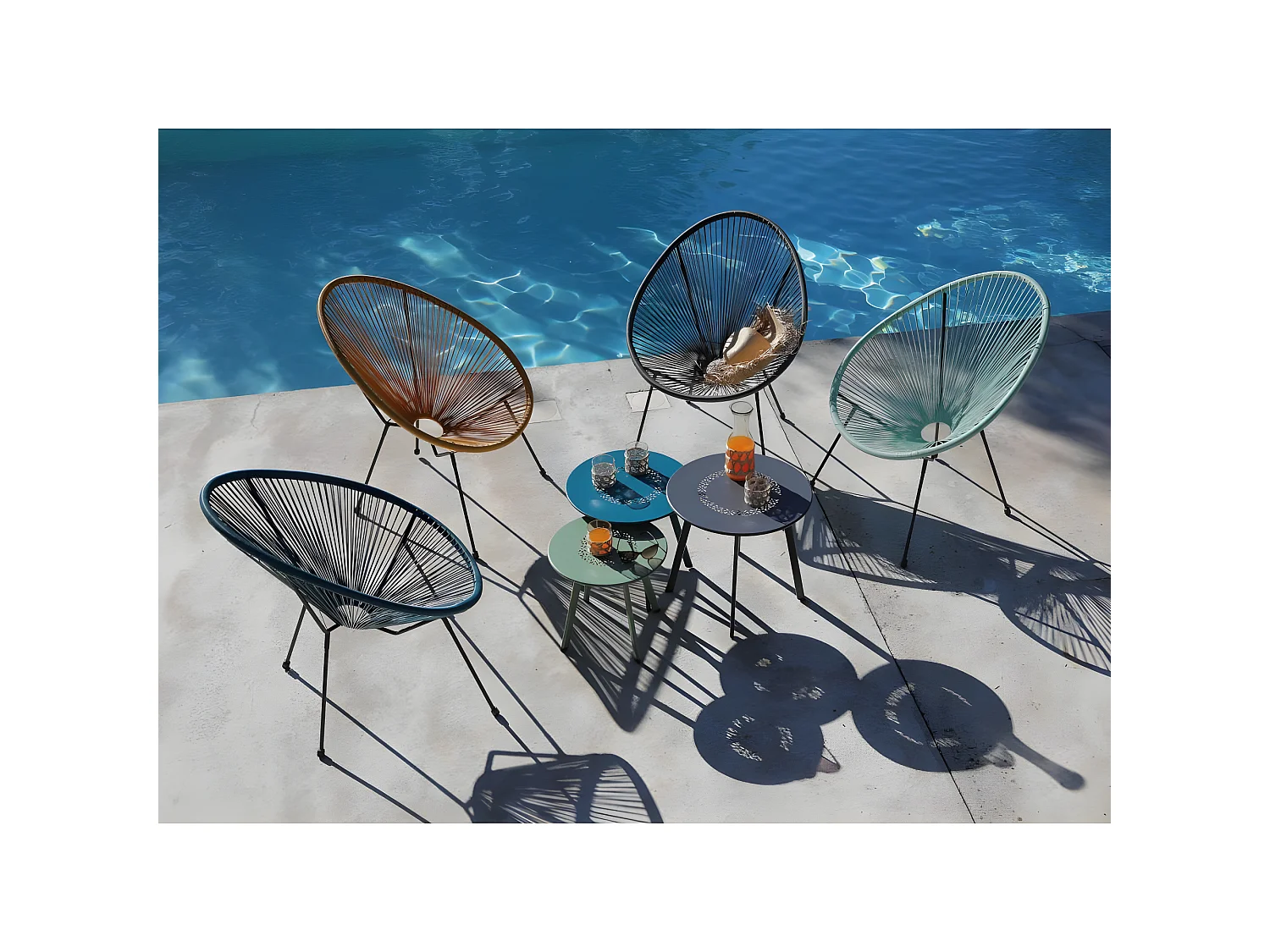 Fauteuil fil de jardin en métal et résine tressée Rio (Lot de 2)