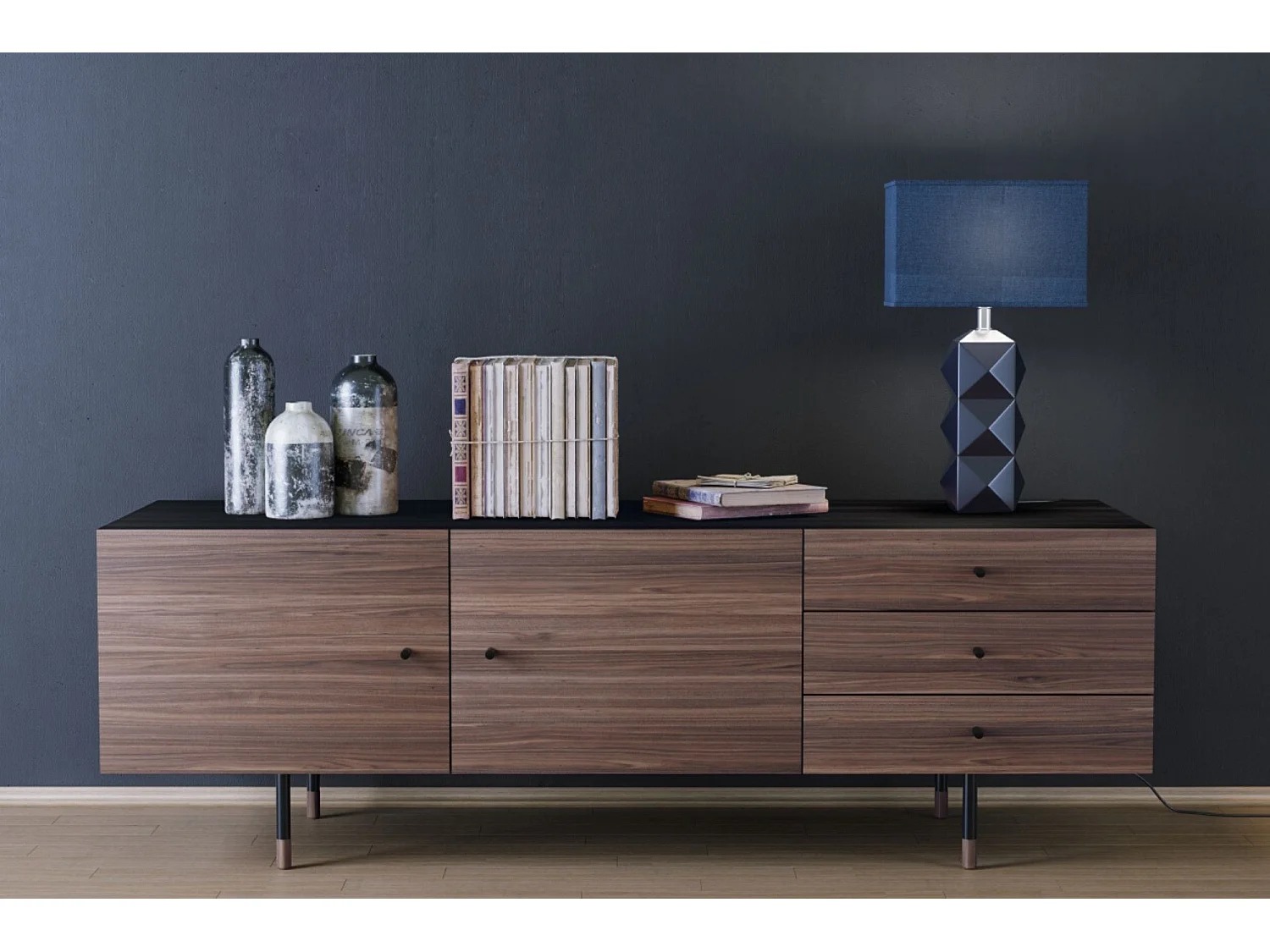 Buffet 2 Portes & 3 Tiroirs "Jugend" 180cm Noyer