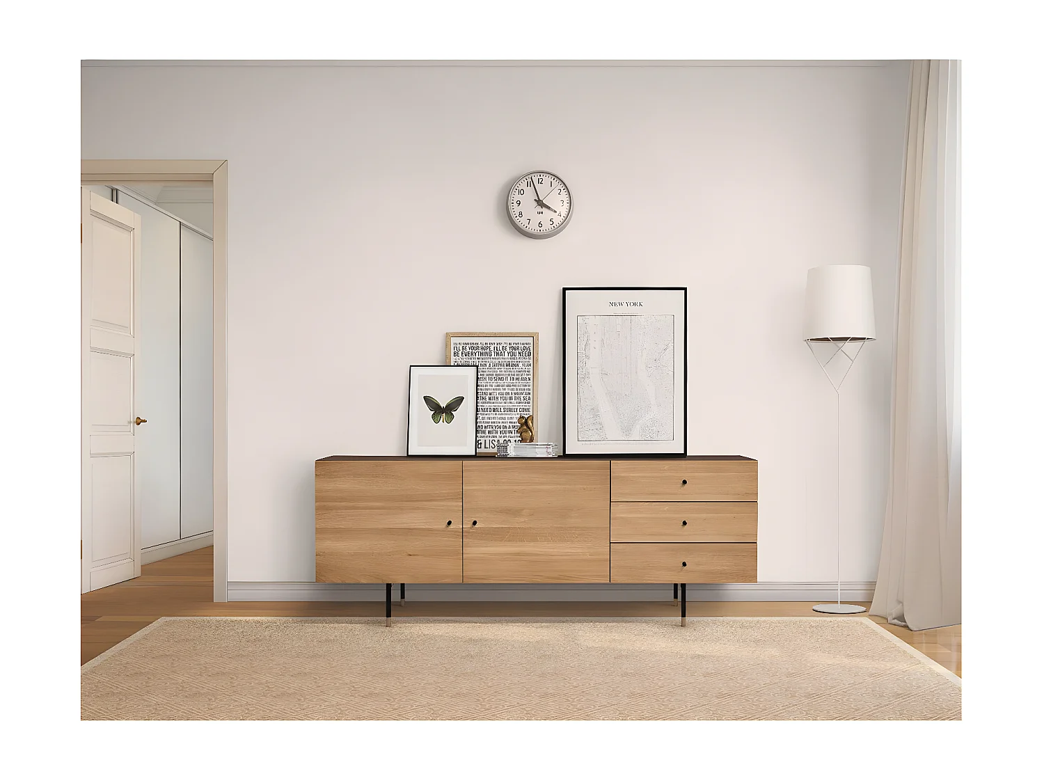 Buffet 2 Portes & 3 Tiroirs "Jugend" 180cm Noyer