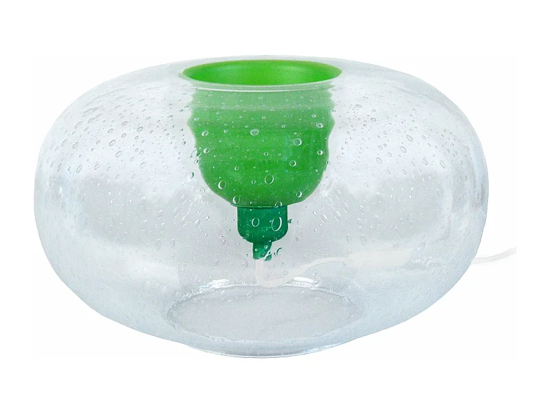 Lampe a poser  verre  transparent, vert  19 cm.