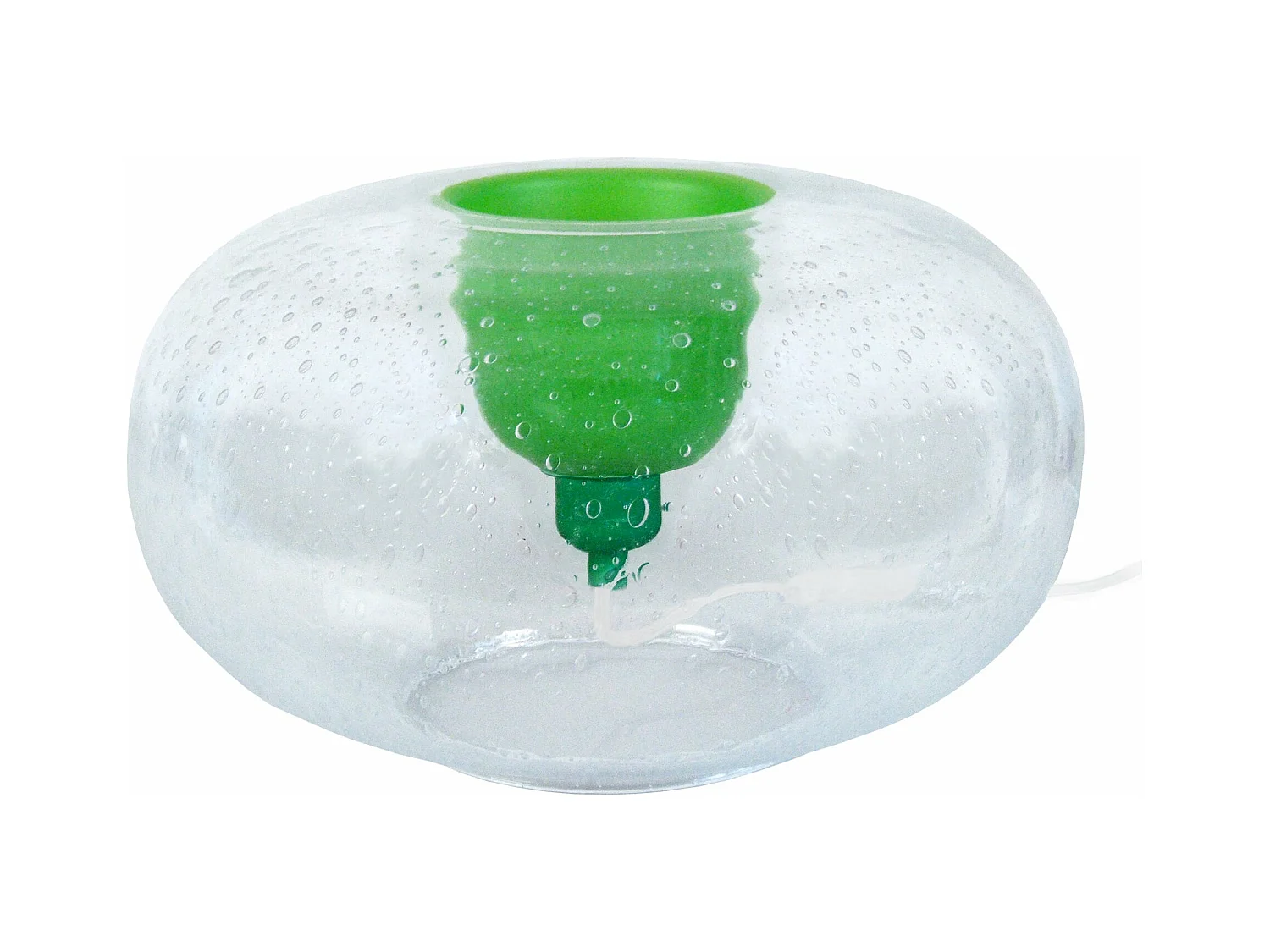 Lampe a poser  verre  transparent, vert  19 cm.