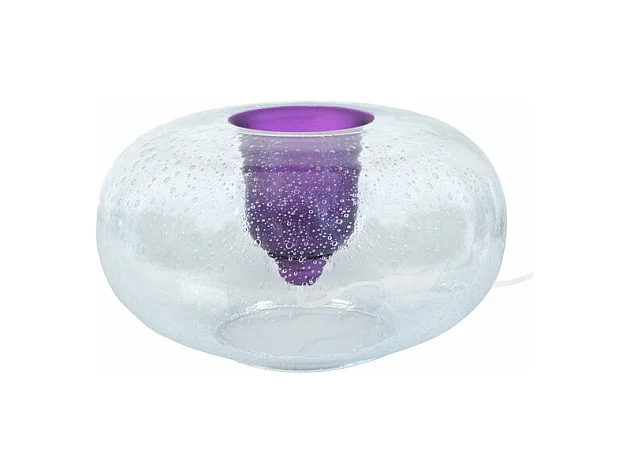 Lampe a poser ronde verre  violet 19 cm.