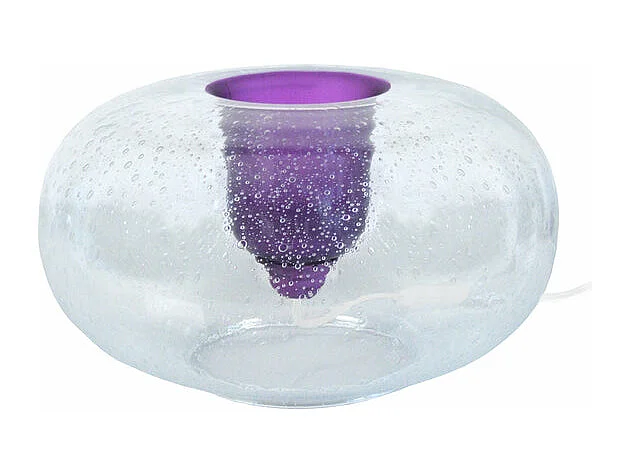 Lampe a poser ronde verre  violet 19 cm.
