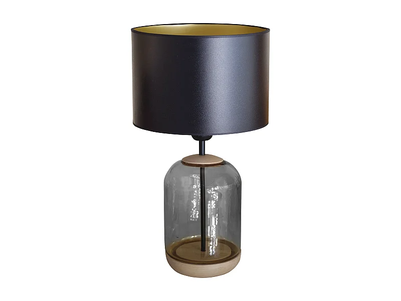 Lampe de Chevet TOSEL ,bois,verre,naturel,H41xD25xP25cm