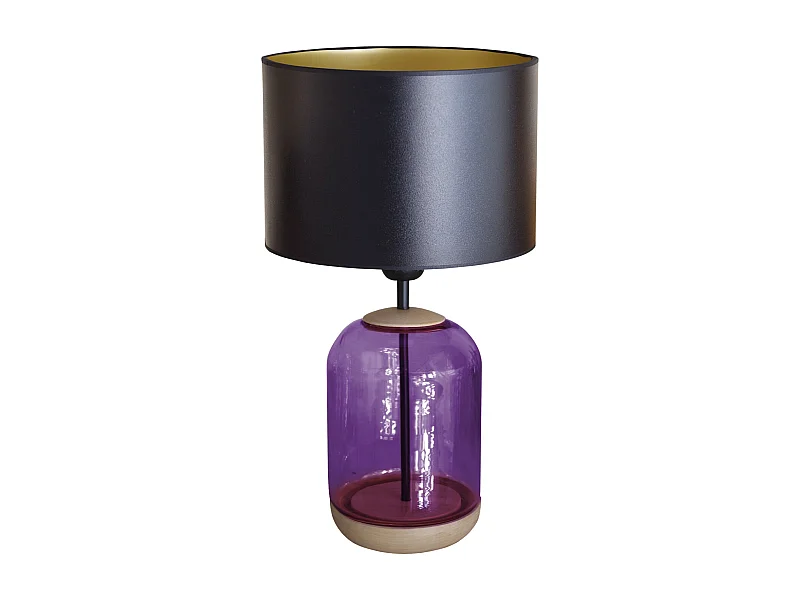 Lampe de Chevet TOSEL ,bois,verre,naturel,H41x D 25xP25cm