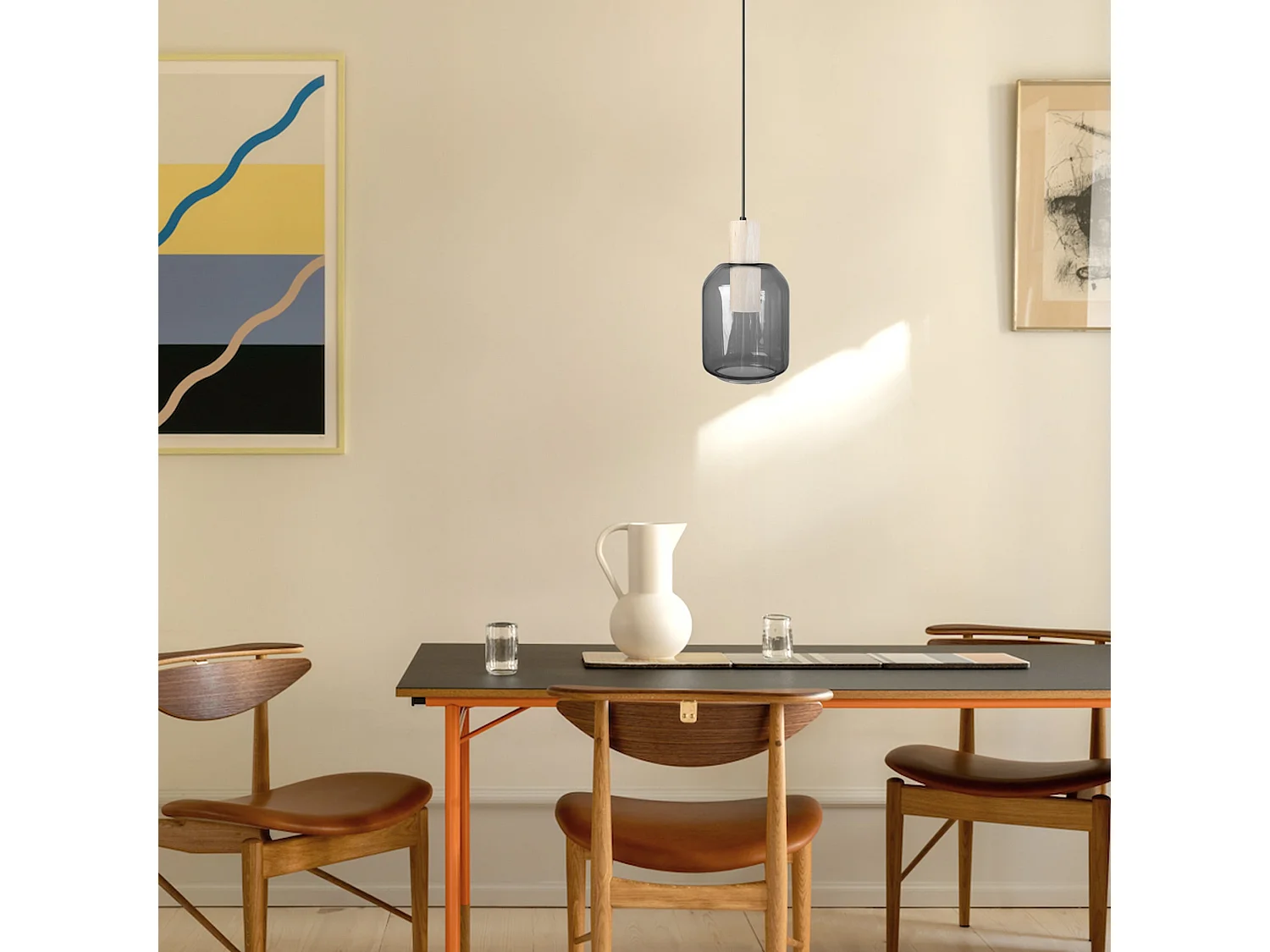 Suspensión  TOSEL ,madera,Gris ,A100xD 16x P 16cm