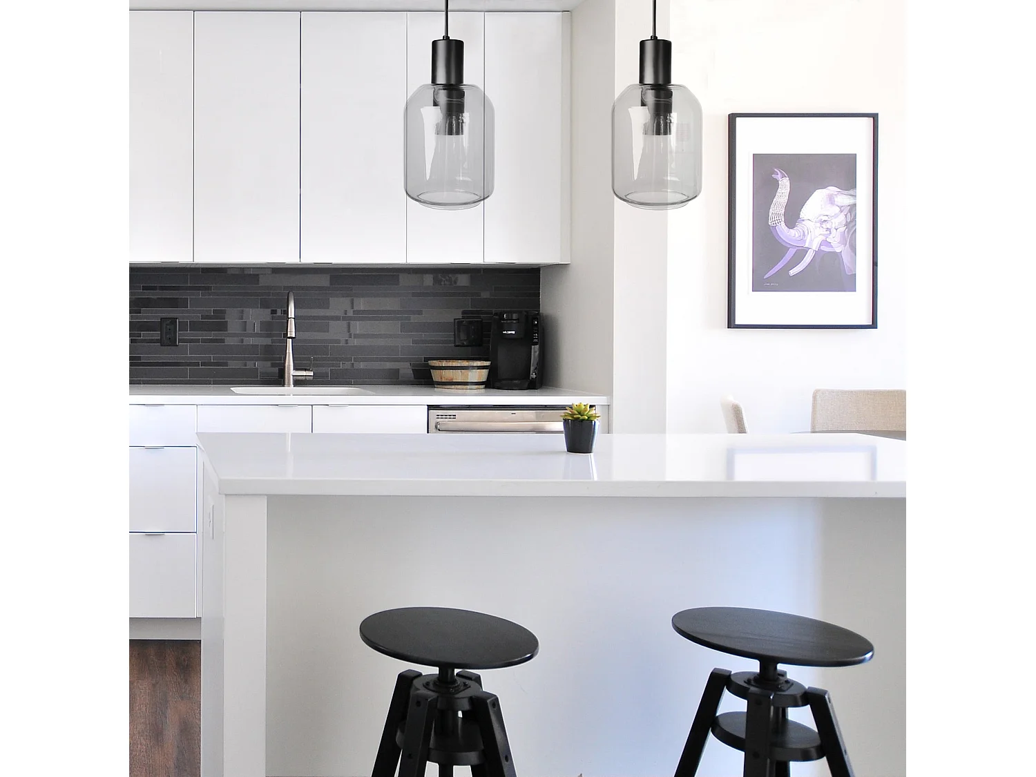 Suspensão TOSEL  SVALBARD SMALL vidro cilindro âmbar D14 x  H100  cm