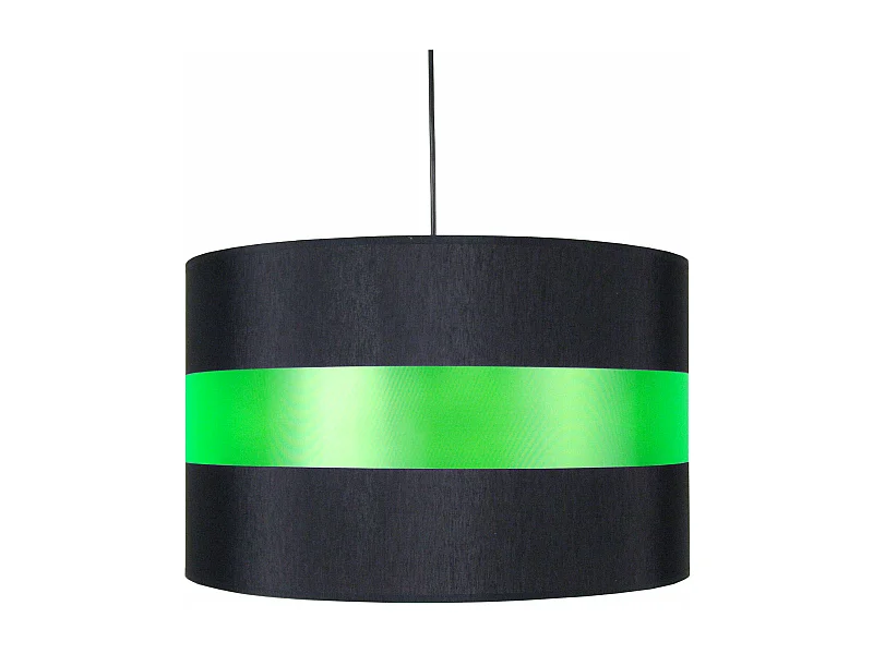 Suspension cylindre tissu noir,vert 85 cm.