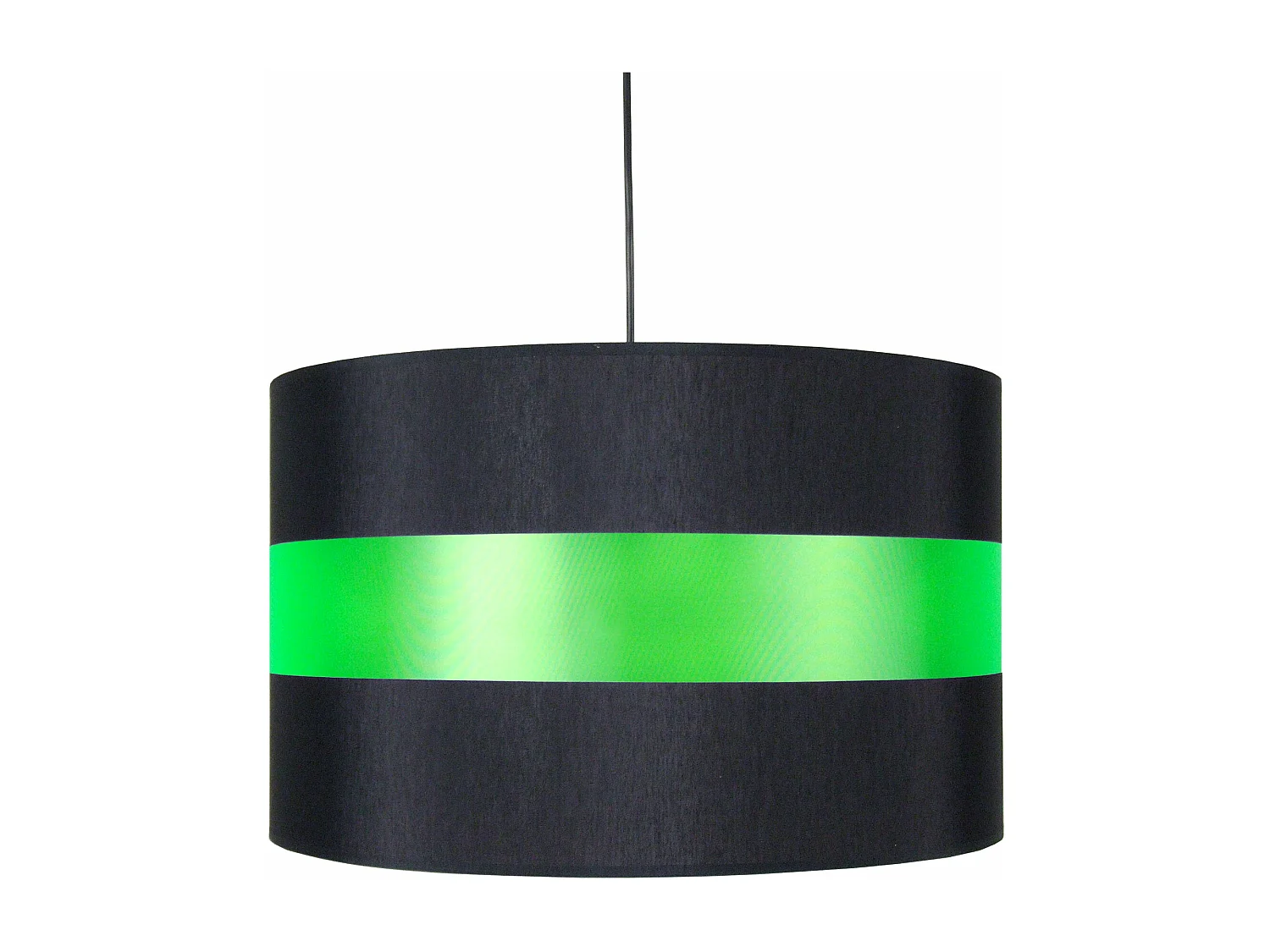 Suspension cylindre tissu noir,vert 85 cm.