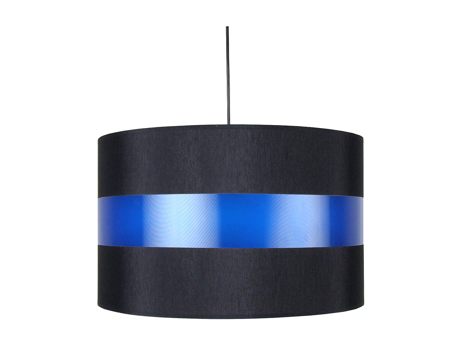 Suspension cylindre tissu noir,bleu 85 cm.