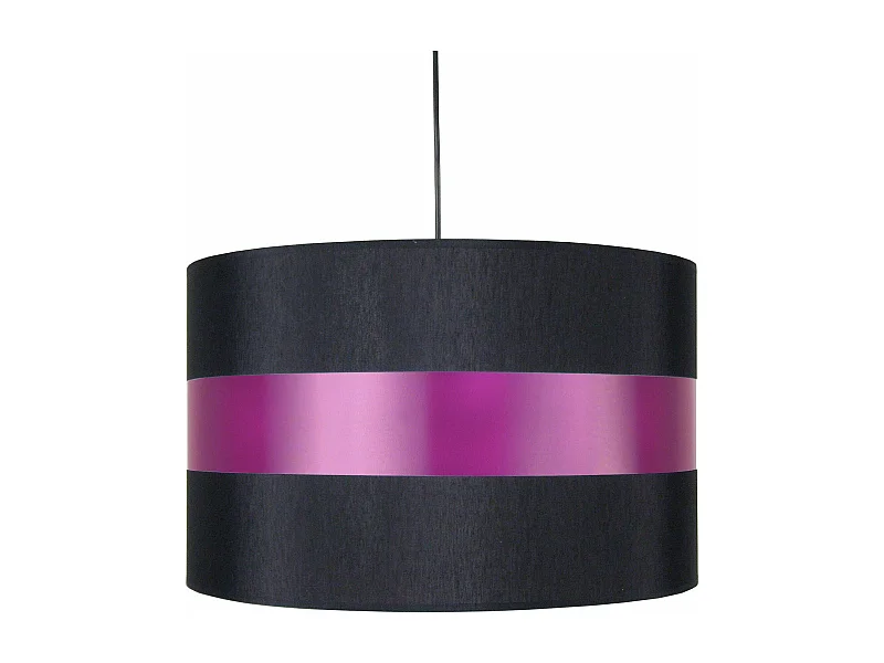 Suspension cylindre tissu noir,violet 85 cm.
