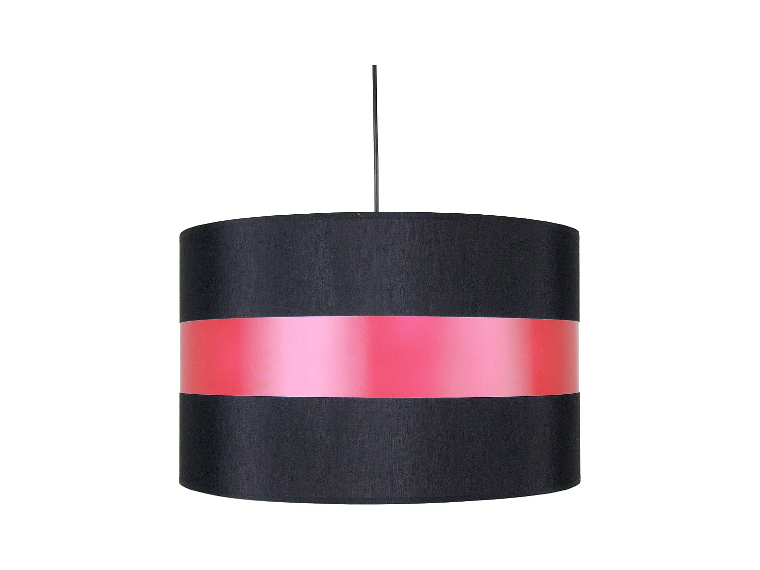 Suspension cylindre tissu noir,rose 85 cm.