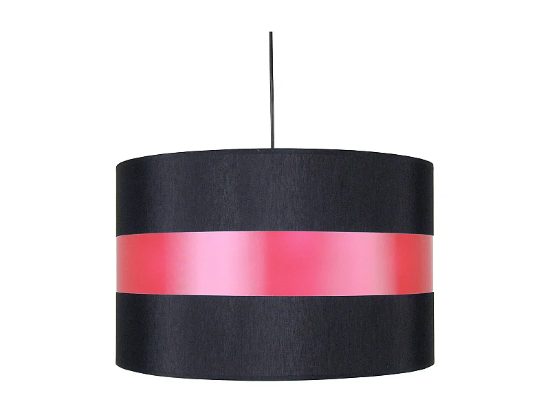 Suspension cylindre tissu noir,rose 85 cm.