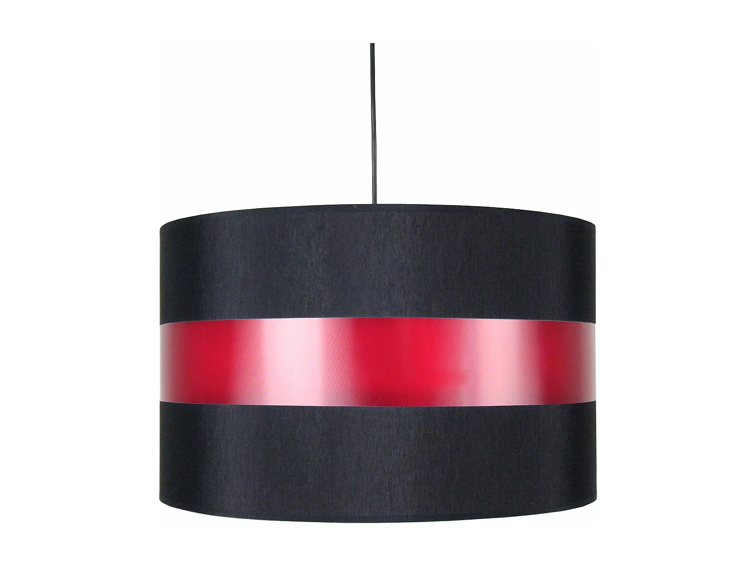 Suspension cylindre tissu noir,rouge 85 cm.