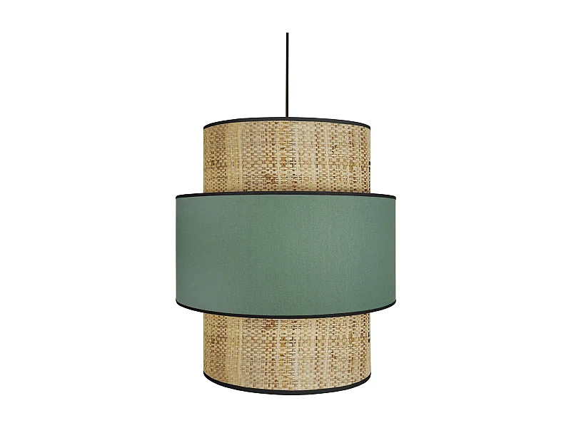 Suspension bi cylindre tissu ambre vert 106 cm.