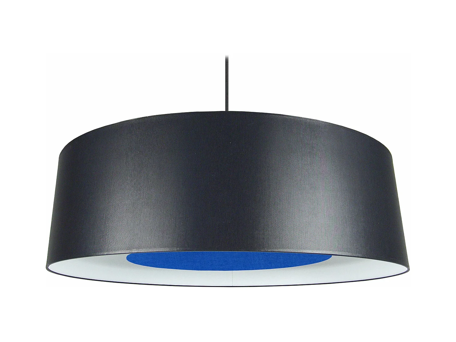 Suspension cylindre coton noir,bleu 85 cm.