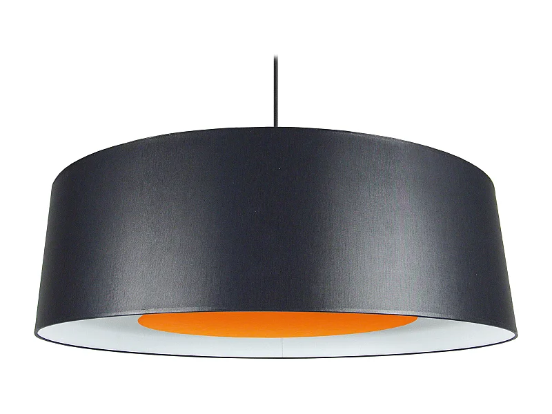 Suspension cylindre coton noir,orange 85 cm.