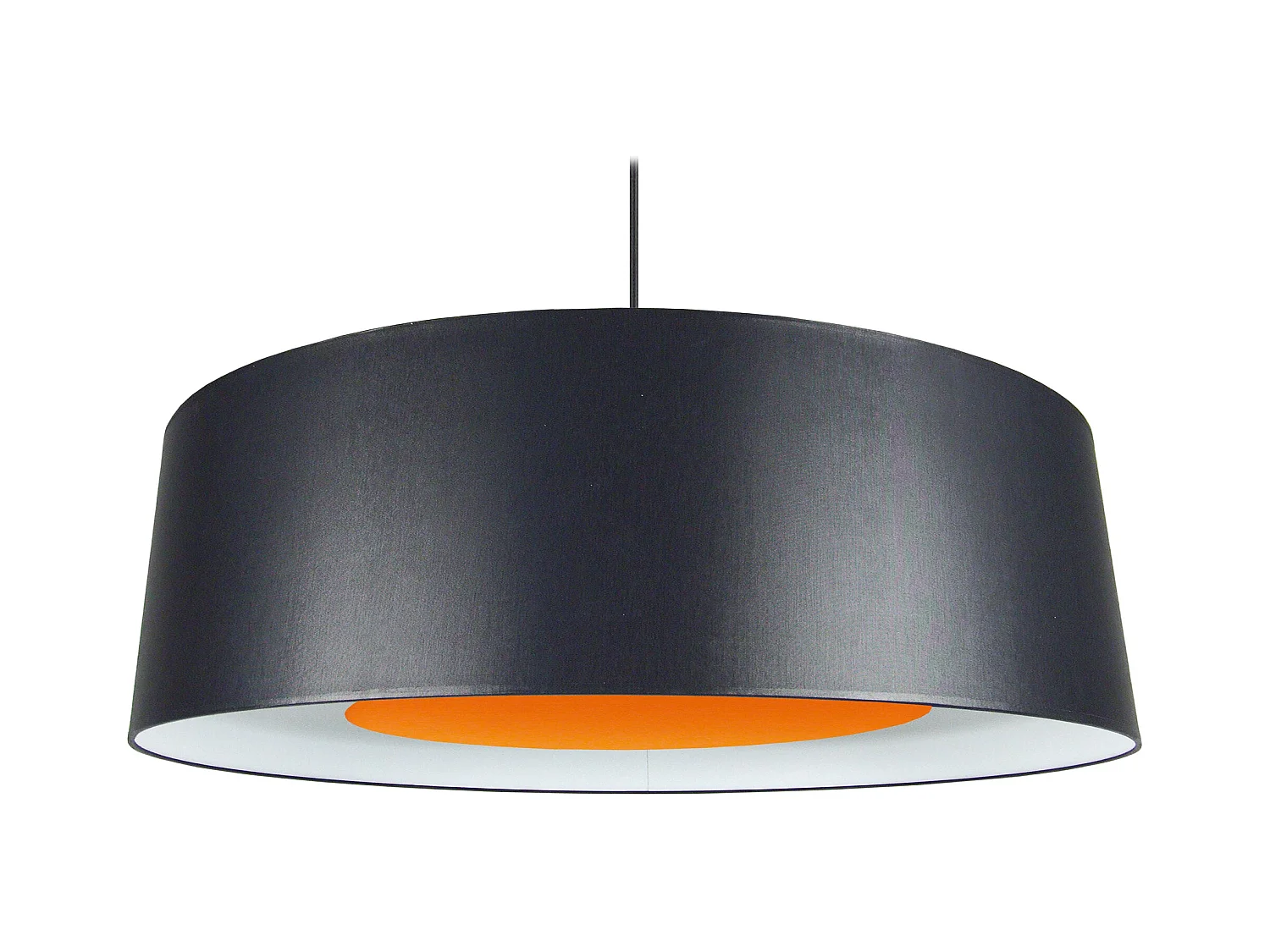 Suspension cylindre coton noir,orange 85 cm.