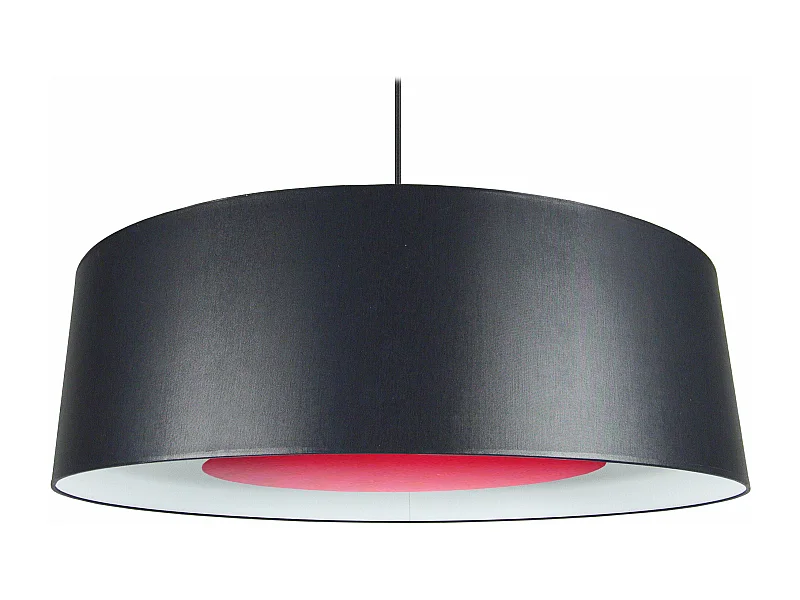 Suspension cylindre coton noir,rouge 85 cm.