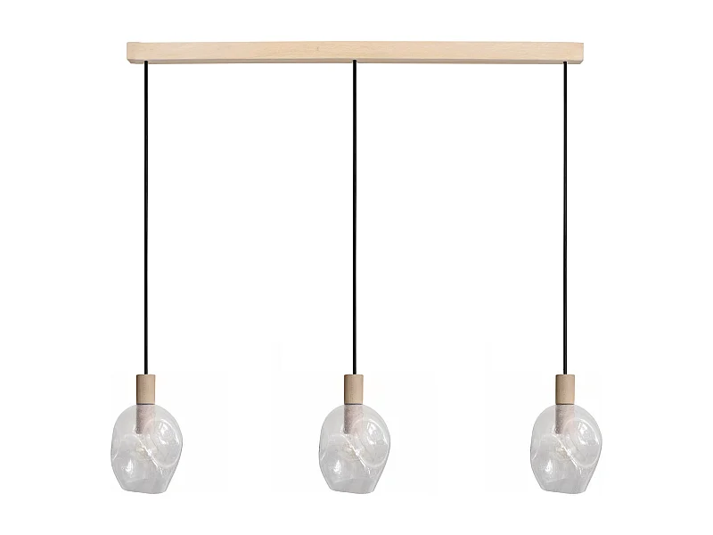 Lámpara de Araña  TOSEL ,madera y cristal ,Transparente ,P 100xD20xD60 cm