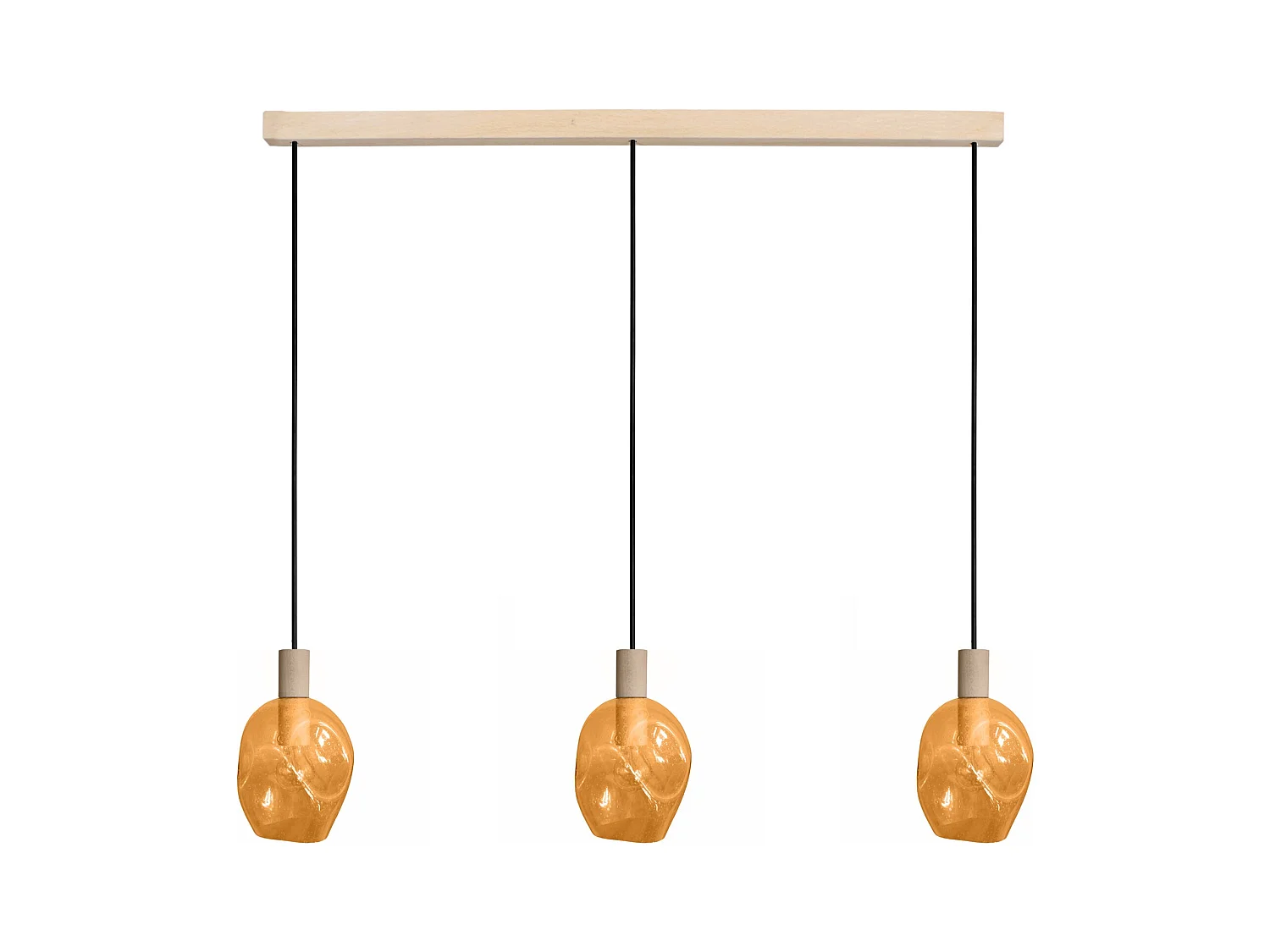 Lustre TOSEL ,bois,Jaune , P 100xD20xD Hcm