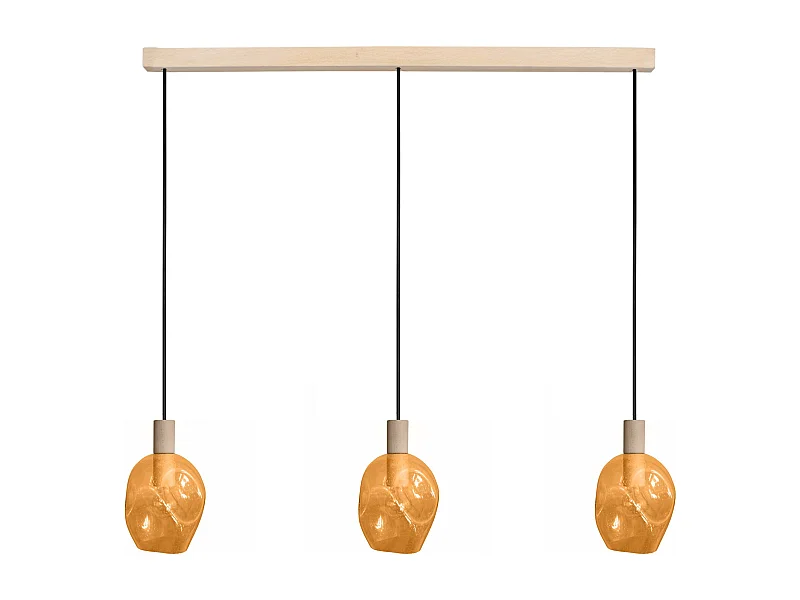 Lustre TOSEL ,bois,Jaune , P 100xD20xD Hcm