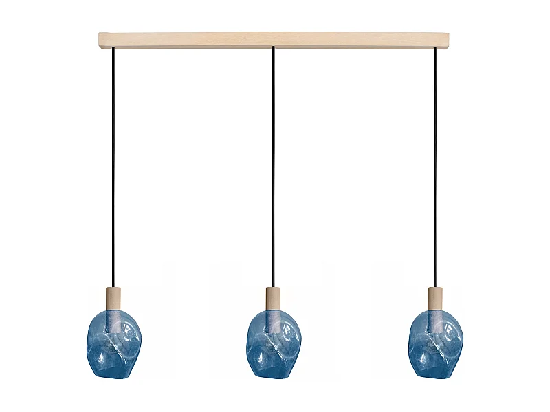 Lámpara de Araña  TOSEL ,madera y cristal ,Azul , P 100xD20xD60cm