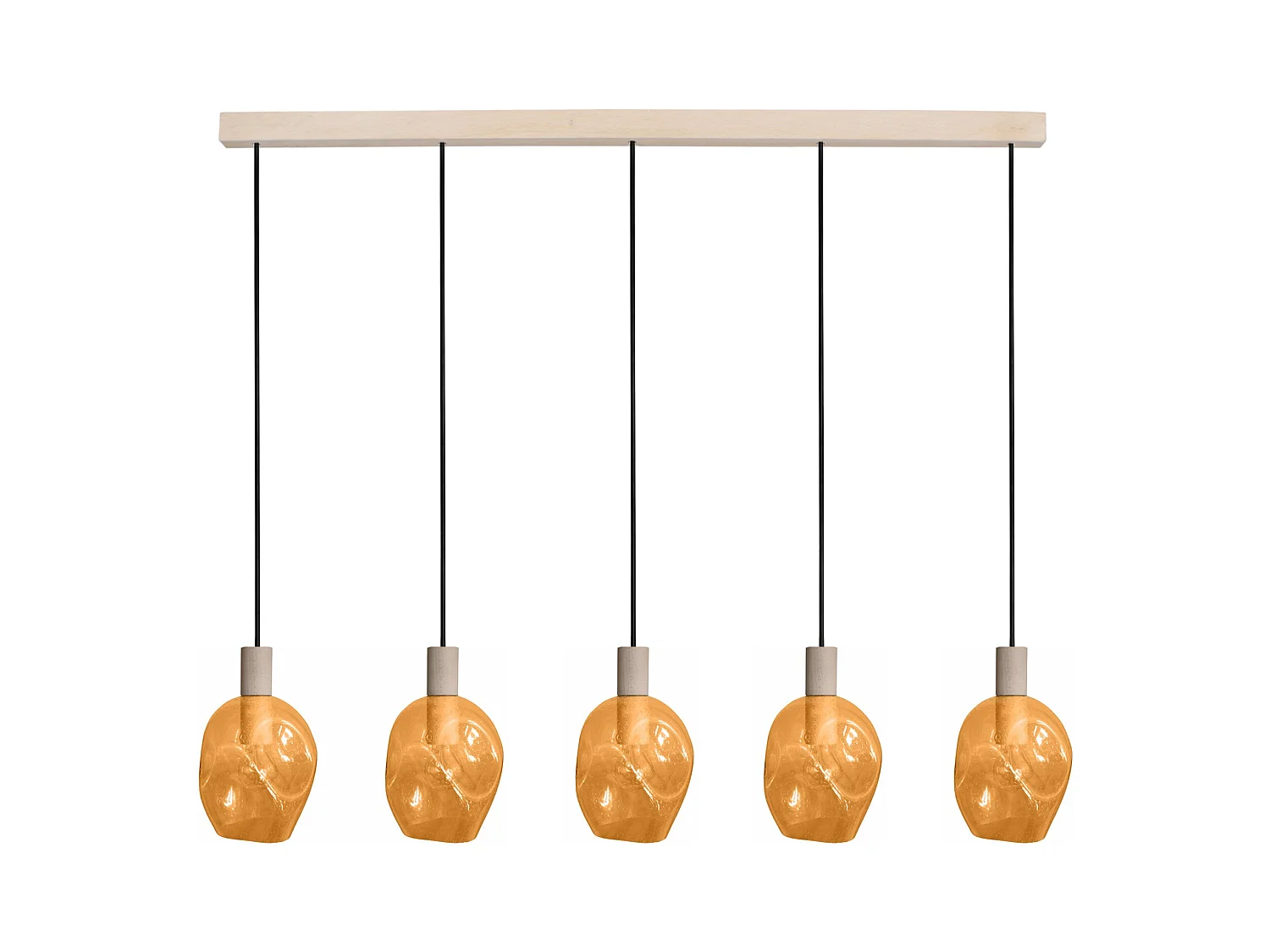 Lustre TOSEL ,bois,Jaune , P 100xD20xD H cm