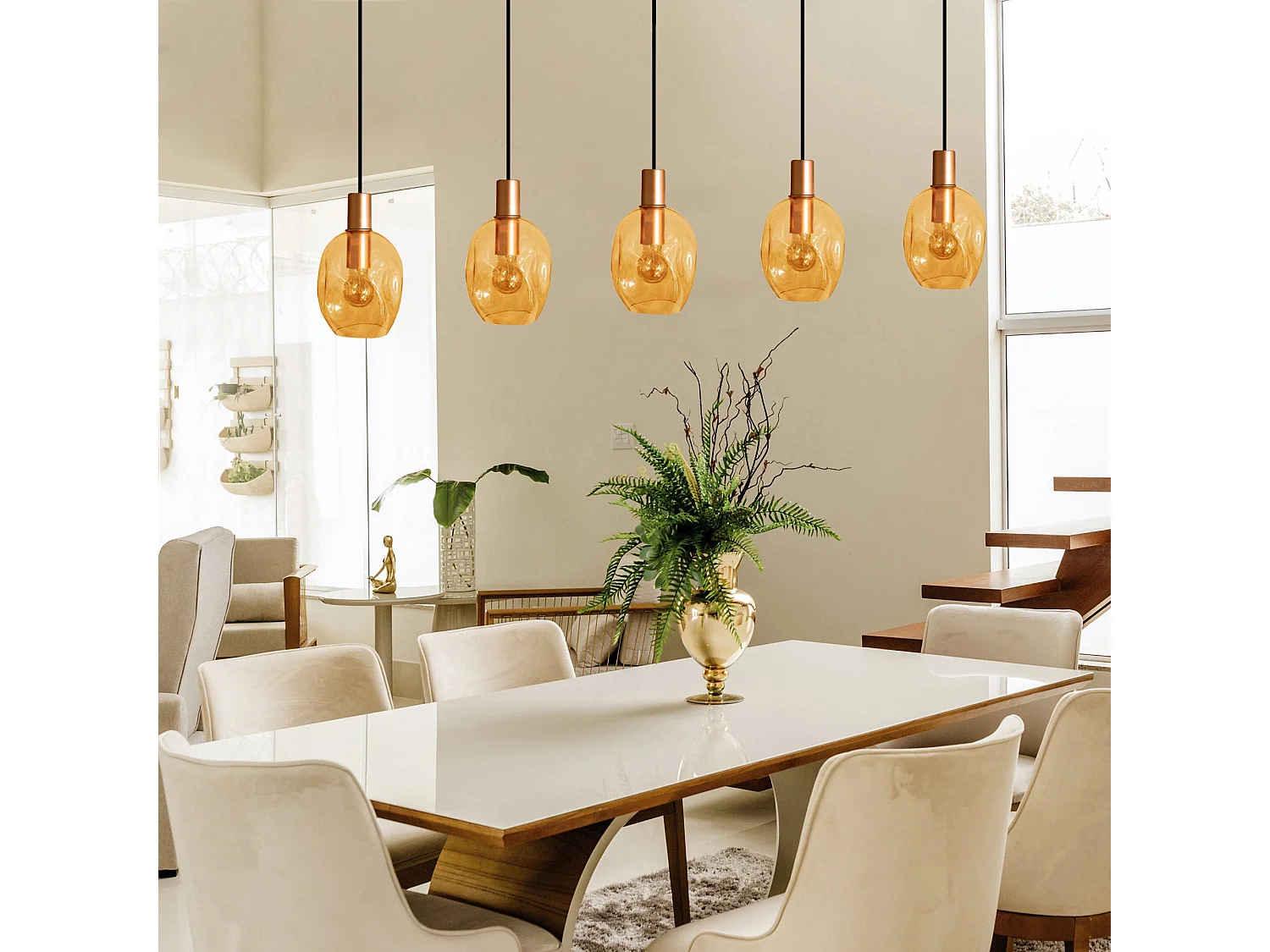 Suspensão TOSEL  VINGOLF vidro conjunto pálido D60 x  H100  cm