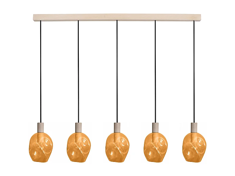 Lustre TOSEL ,bois,Jaune , P 100xD20xD H cm