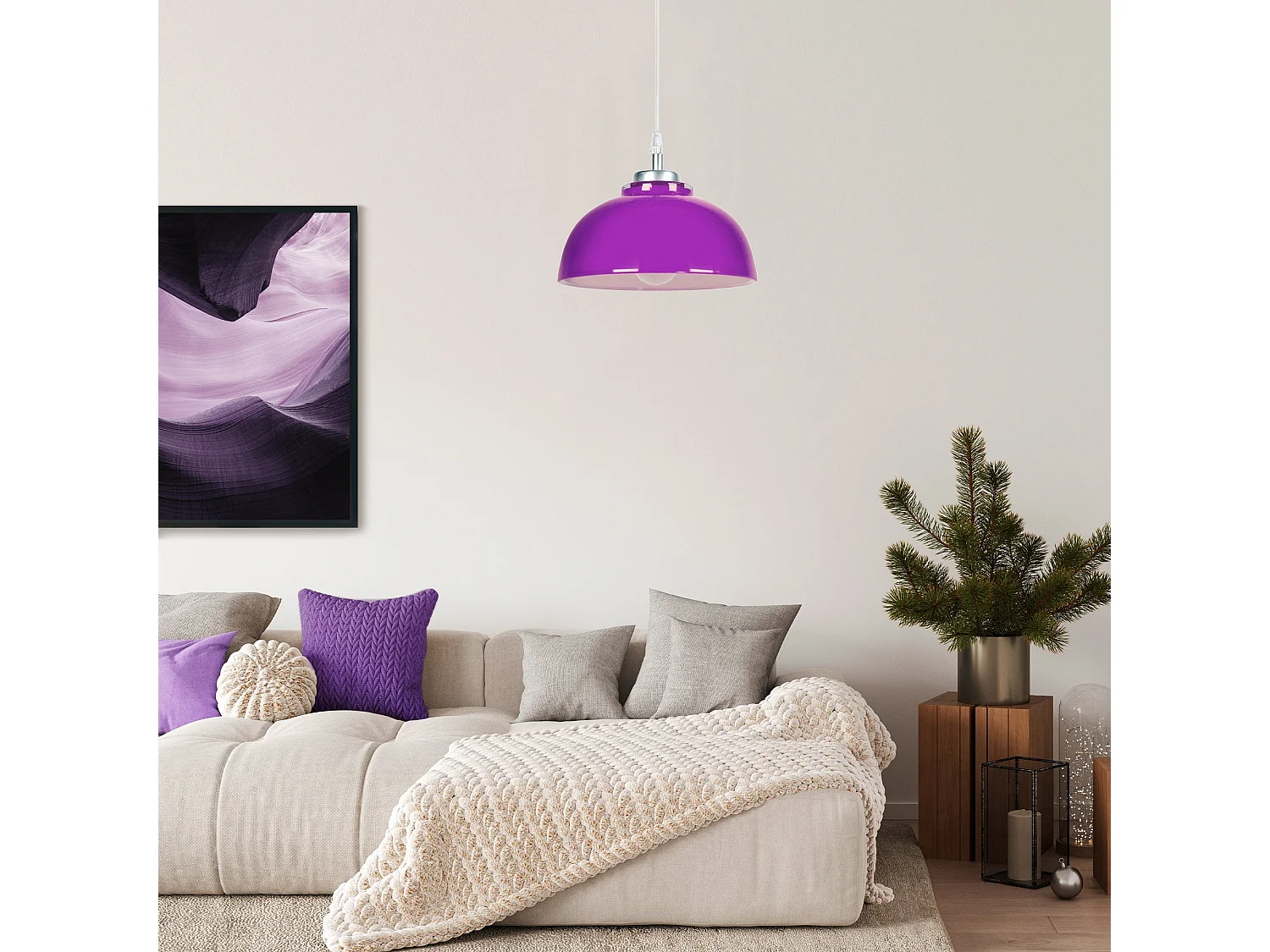 Lampadario a sospensione vetro cupola FLAMANDE Viola D 24 5cm
