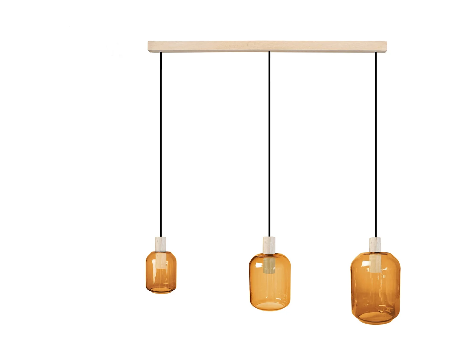 Lámpara de Araña  TOSEL ,madera y cristal ,AMARILLO, A100xD20xP 60cm