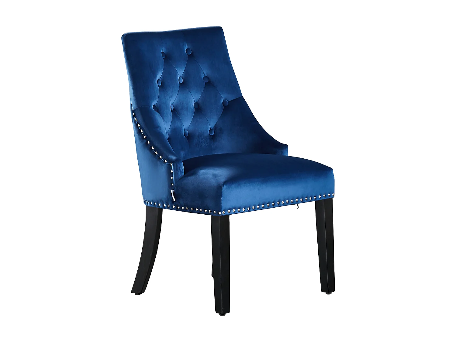 Einzelner Windsor-Esszimmerstuhl – Plüsch-Samtpolsterung und stabile Beine aus Massivholz – perfekt für Ihr Esszimmer und Wohnzimmer – Blau