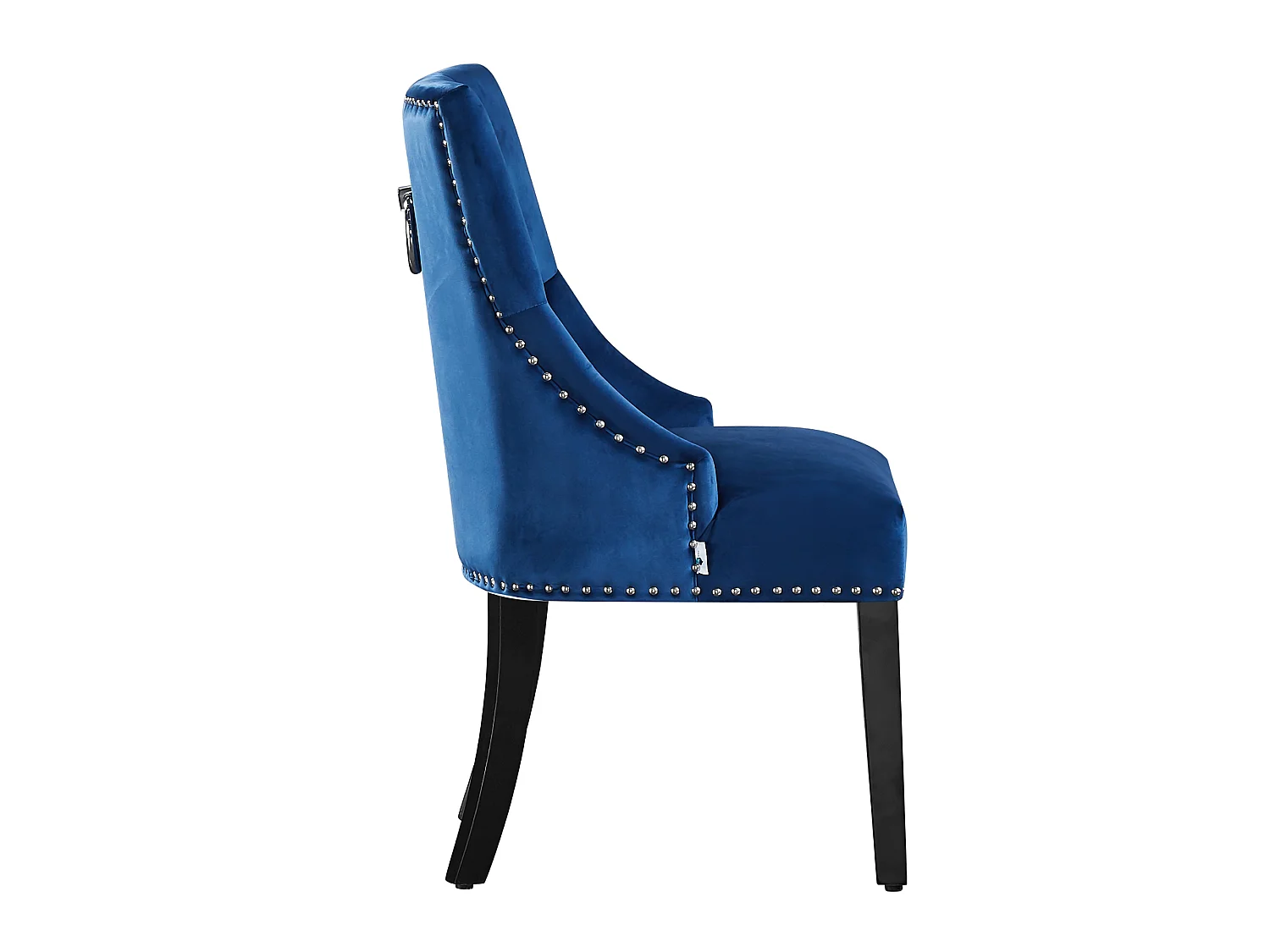Einzelner Windsor-Esszimmerstuhl – Plüsch-Samtpolsterung und stabile Beine aus Massivholz – perfekt für Ihr Esszimmer und Wohnzimmer – Blau