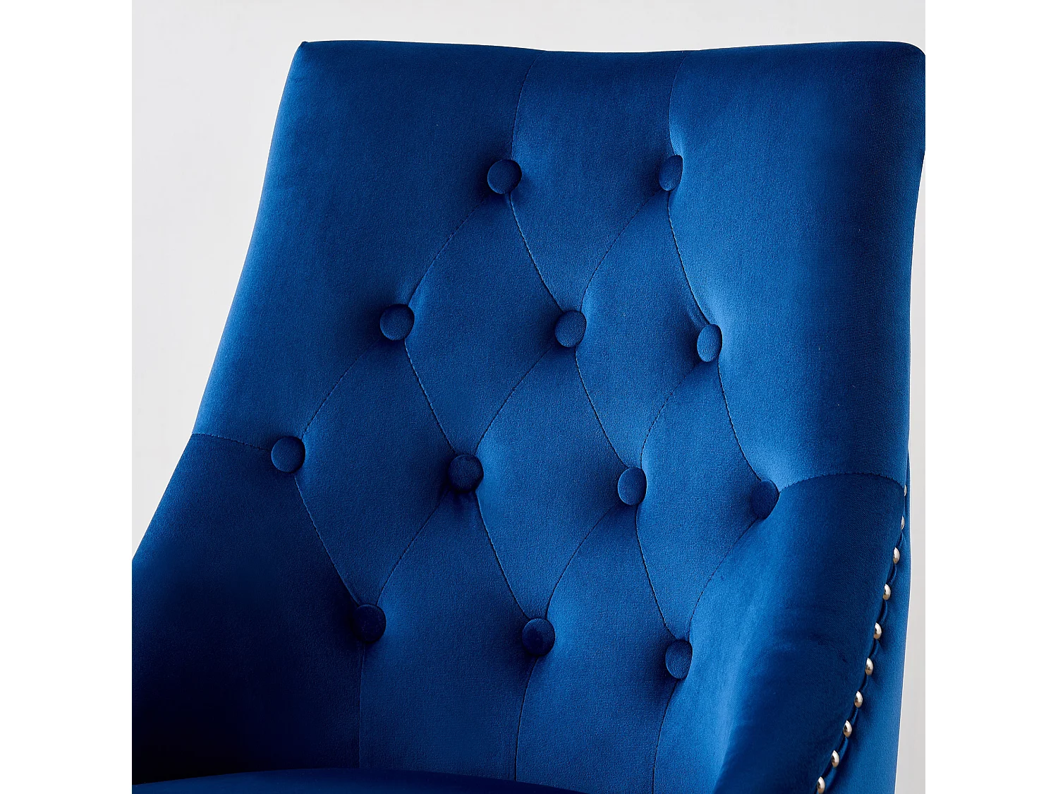Einzelner Windsor-Esszimmerstuhl – Plüsch-Samtpolsterung und stabile Beine aus Massivholz – perfekt für Ihr Esszimmer und Wohnzimmer – Blau