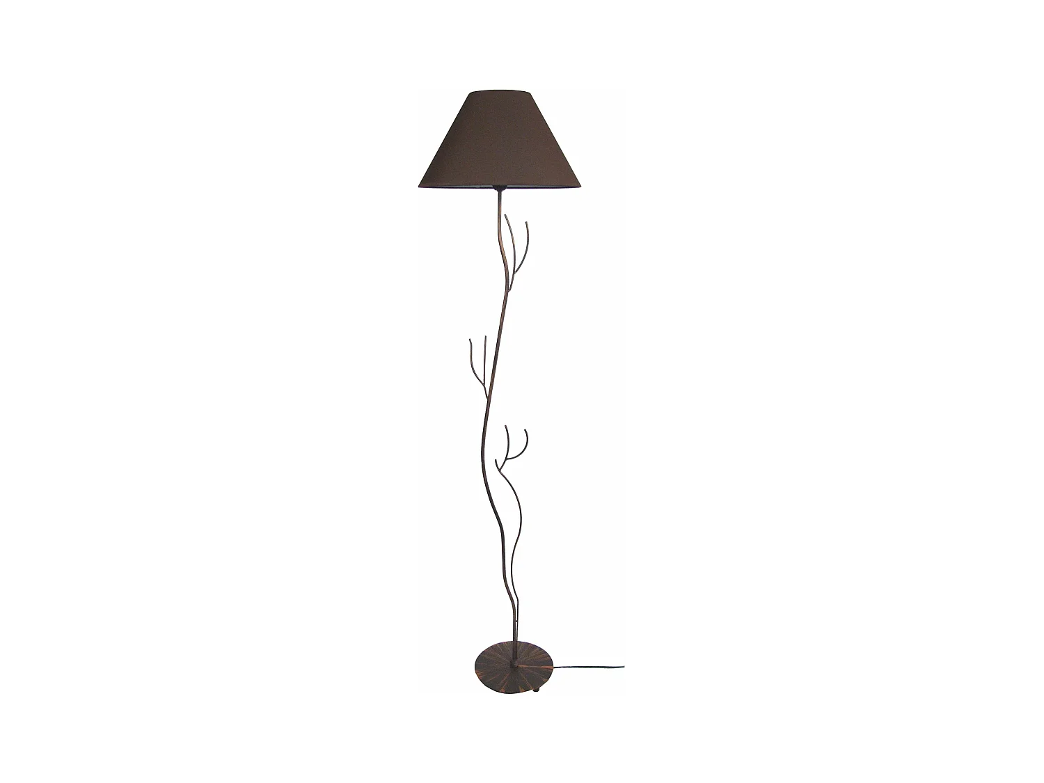 Lampadaire tube et fil métal marron168 cm.