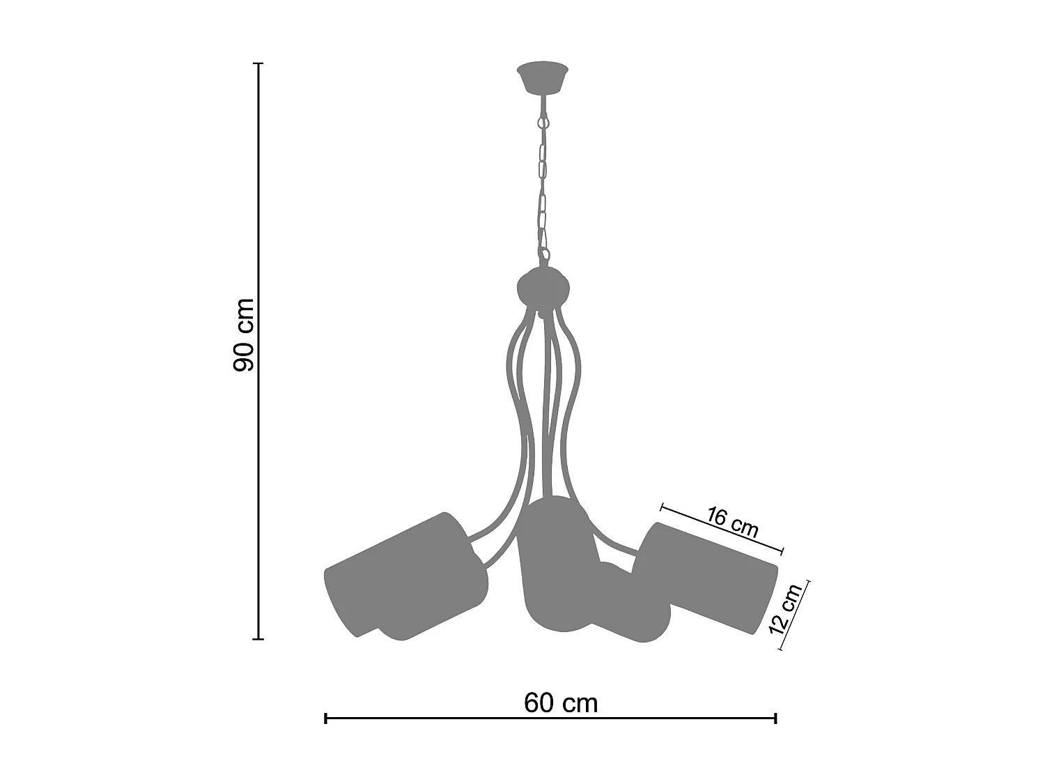 Lustre TOSEL ,métal,Marron, H90xD60xP 60cm
