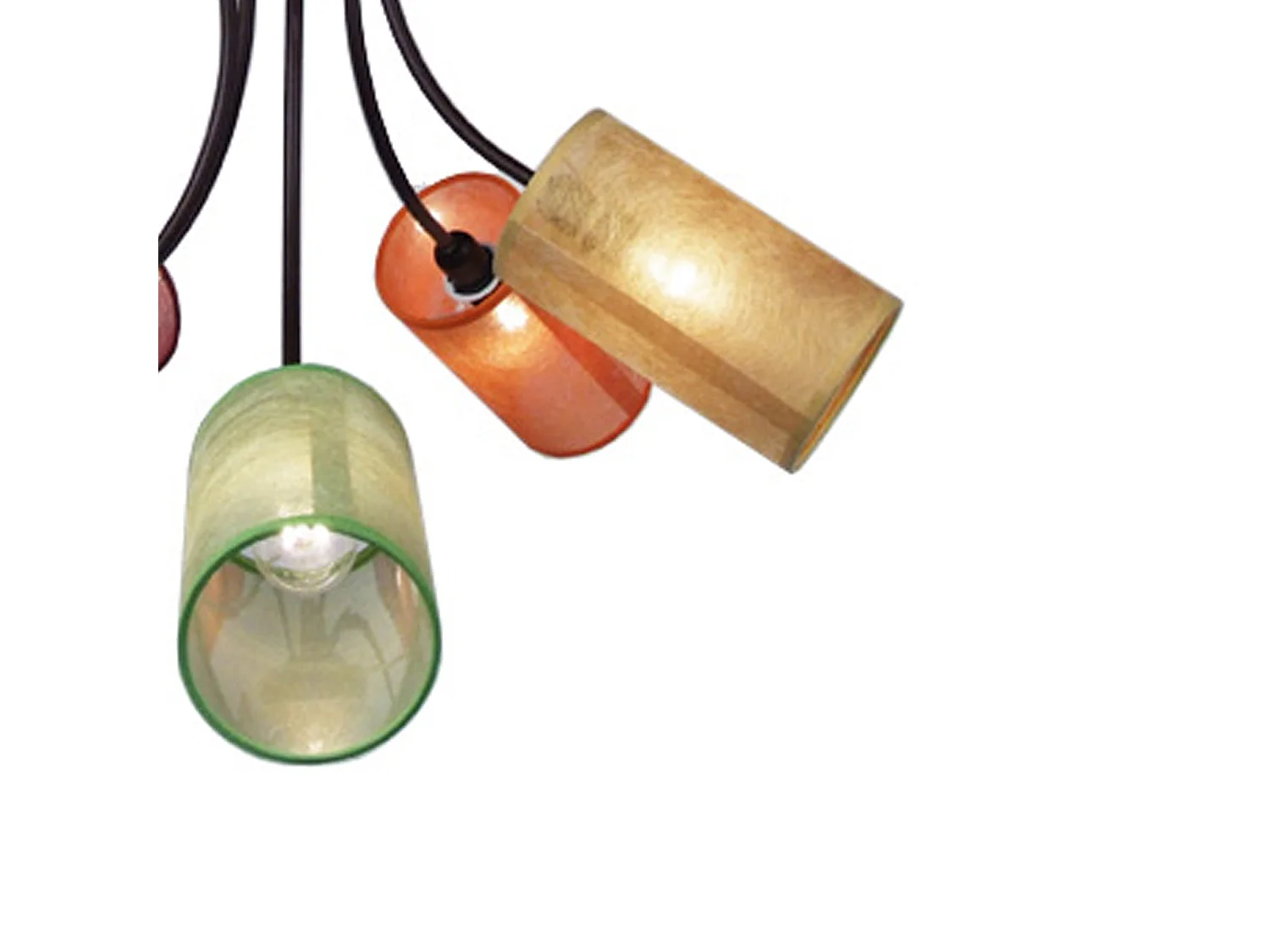 Lampadario metallo marrone  5 luci AVIGNON Paralumi multicolore  D'60cm