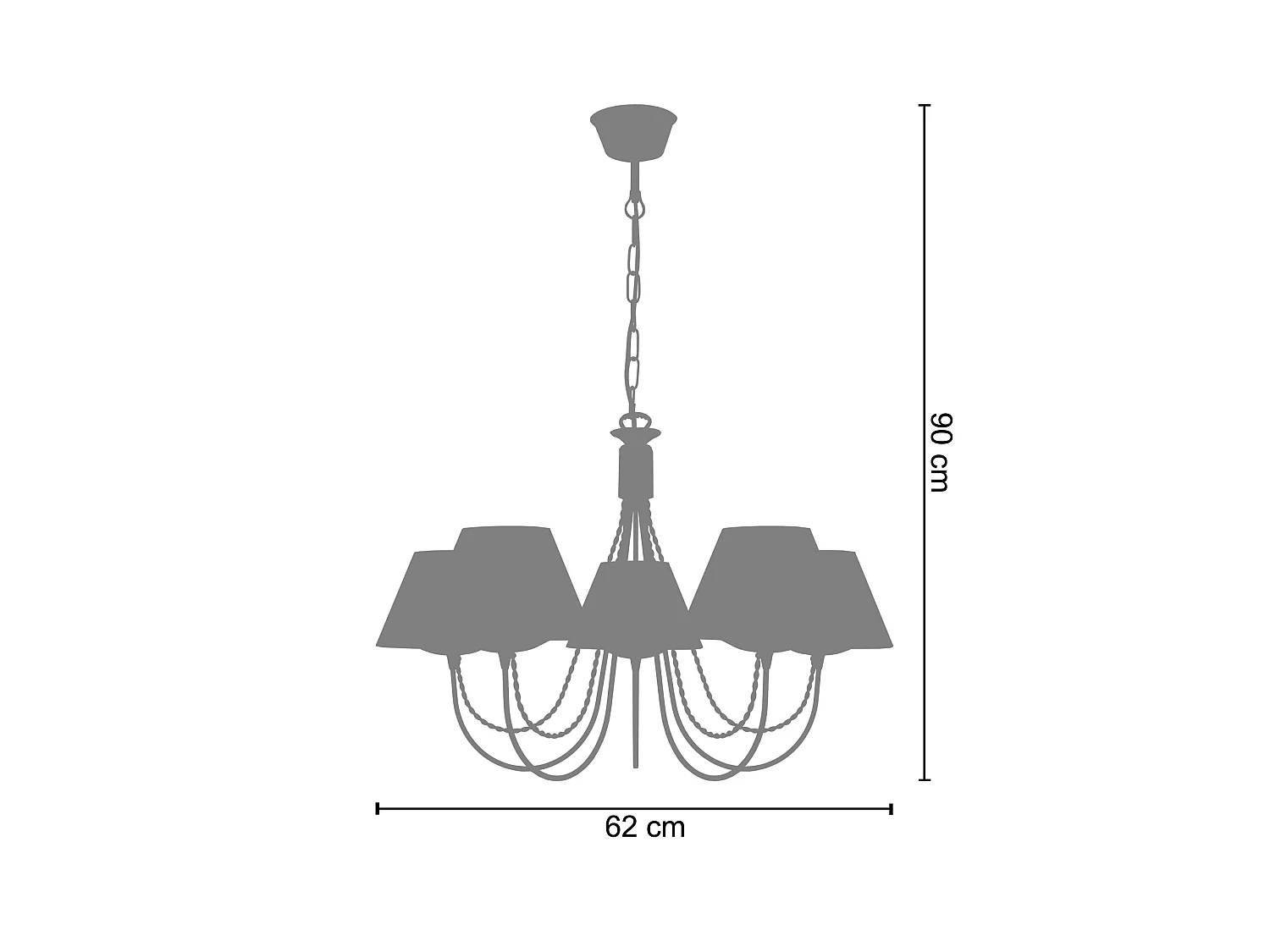 Lustre TOSEL LEICESTER tecido braço taupe D62 x  H46  cm
