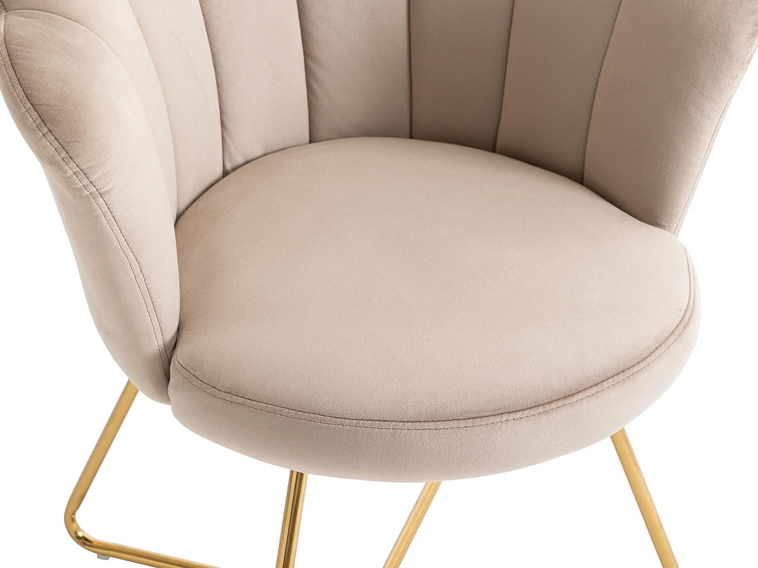 Chaise en velours et métal - Beige et doré - FIORI II