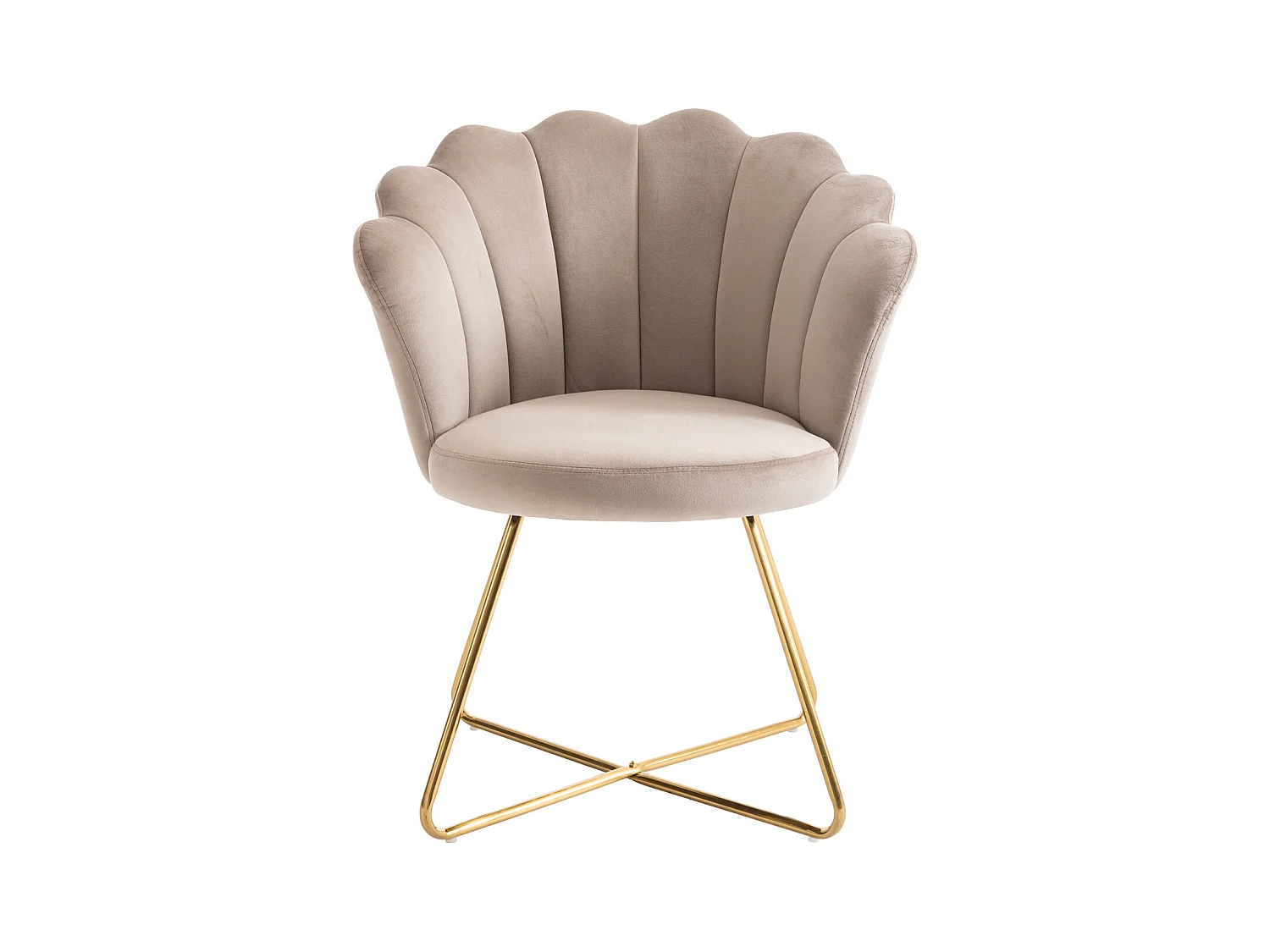 Stoel van fluweel en metaal - Beige en goudkleurig - FIORI II