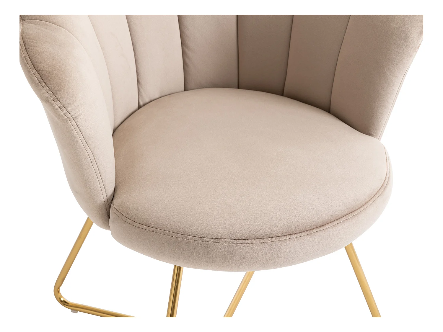 Stoel van fluweel en metaal - Beige en goudkleurig - FIORI II