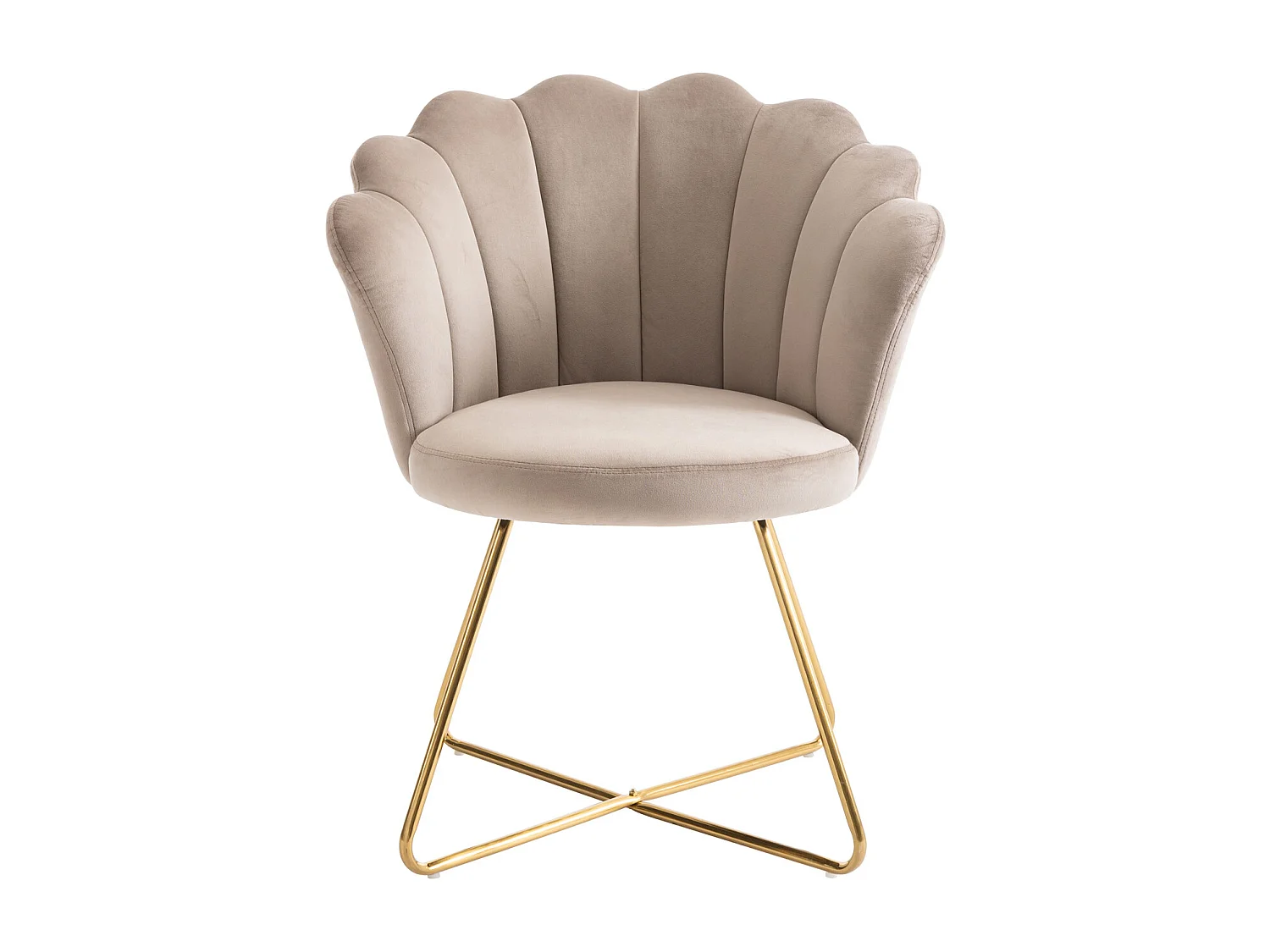 Chaise en velours et métal - Beige et doré - FIORI II