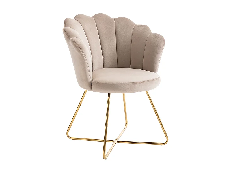 Chaise en velours et métal - Beige et doré - FIORI II